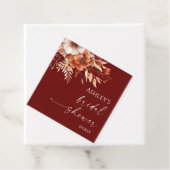 ラスティーバーガンディーブラウン花の花の花嫁のシャワーパーティー フェイバータグ (インサイチュ)