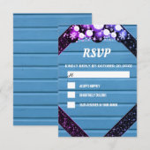 ラスティーブルーウッドパープルグリッター明るい電球灯 出欠カード (正面/裏面)