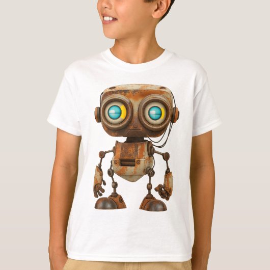 ラスティ予測できなロボット – レトロ漫画キャラクターIllus Tシャツ (正面)