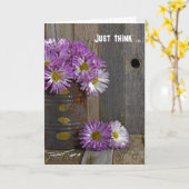 ラスティ缶の紫の梅誕生日 カード (黄色い花)