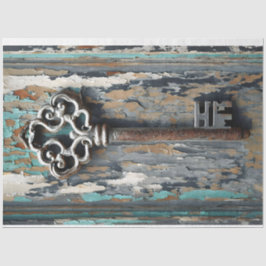 ラスティ鍵1と美しいパティナティッシュペーパー 薄葉紙