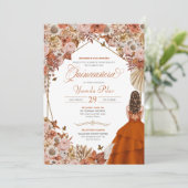 ラスティ オレンジの葉 オートム フォール フラワー キンセアニエラ 招待状 (スタンド正面)