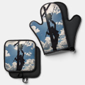 ラスティ・ザ・ラインマン 鍋つかみ&鍋敷きセット (正面/裏面)