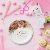 ラスティ テラコッタ フローラル パンパス グラス ペーパープレート (パーティー)