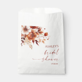 ラスティ バーガンディ ブラウン フラワー ブライダル シャワー フェイバーバッグ