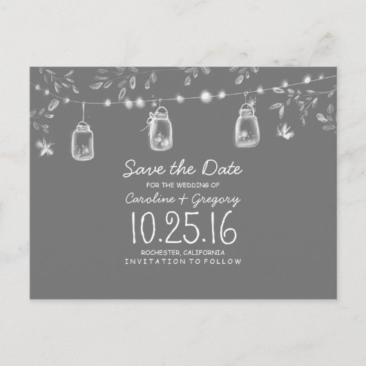 ラステックは日付をホタルのメイスンの瓶で除く 案内ポストカード (正面)