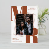 ラストイニシャルモダン写真保存日時 箔招待状 (立ち正面)