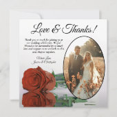 ラストエレガントオレンジバラオーバルフォト結婚ズ サンキューカード (正面)