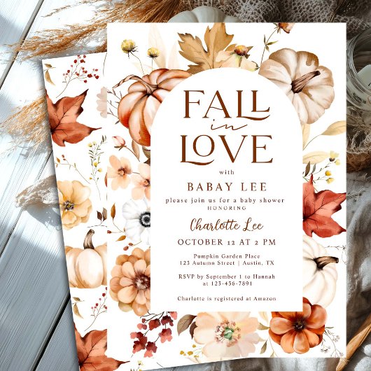 ラストオラン秋インラブフローラパンプキンベイビーシャワー 招待状