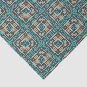 ラストオレンジアクアターコイズティール(緑がかった色)タウペモザイクアート 薄葉紙 (詳細)