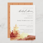 ラストオレンジイエロー秋ツリーズブライダルシャワー招待状 サンキューカード (正面/裏面)