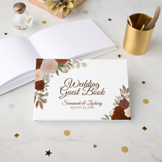 ラストオレンジオータムエレガントフローラボホ結婚ズ ゲストブック (正面見開き)