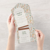 ラストオレンジグルーヴィレトロアーチフローラ結婚ズ オールインワン招待状 (貼ってはがせる)