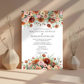 ラストオレンジセージ緑クリームフラワーズ秋の結婚式 招待状