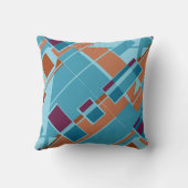 ラストオレンジティール（緑がかった色）ブルーブルガンディーダイアゴナルデザイン クッション (裏面)