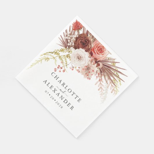 ラストオレンジテラコッタパルメ葉ット結婚ズ スタンダードランチョンナプキン (角)