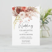 ラストオレンジテラコッタフローラパルメ結婚ット 招待状 (スタンド正面)