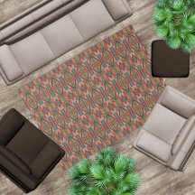 ラストオレンジブラウンターコイズティール（緑がかった色）ブルートライバルアート