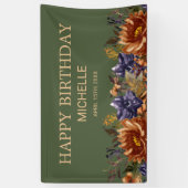 ラストオレンジブルーフローラグリーン誕生日ウェルカム 横断幕 (縦)