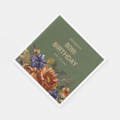 ラストオレンジブルーフローラグリーン誕生日 スタンダードランチョンナプキン (角)