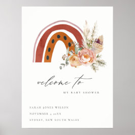 ラストオレンジボホフローラレインボーベビーシャワーウェルカム ポスター