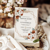 ラストオレンジボホフローラ金ゴールドジオメトリック結婚ス 招待状