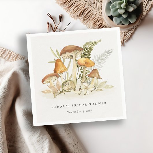 ラストオレンジマッシュルームファーンリーフブライダルシャワー スタンダードカクテルナプキン