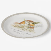 ラストオレンジマッシュルームファーンリーフブライダルシャワー ペーパープレート (アングル)