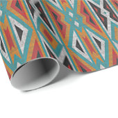 ラストオレンジレッドブラックアクアターコイズモザイクアート ラッピングペーパー (ロールコーナー)
