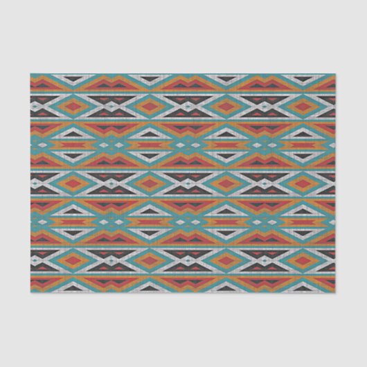 ラストオレンジレッドブラックアクアターコイズモザイクアート 薄葉紙 (正面)