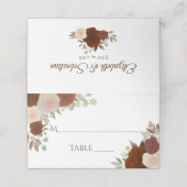 ラストオレンジ秋バラエレガント書ウェディング – イン プレイスカード (外部開封)