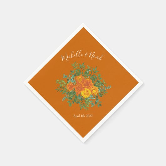 ラストオレン結婚ジのヴィンテージフローラ スタンダードカクテルナプキン (角)