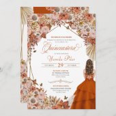 ラストオレン葉ジオータムフォールルフローラキンセアニェラ  招待状 (正面/裏面)