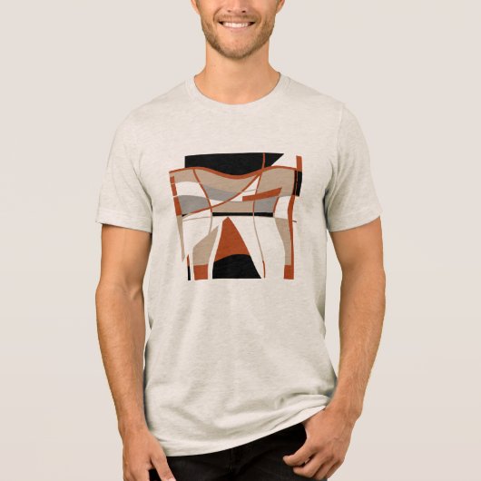 ラストグレーベージュブラックはっきりしたシェイプMCMルックモチーフ トライブレンドＴシャツ (正面)