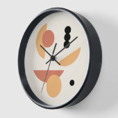 ラストコンテンポラリーレッドサンブラックムーンサークルアート 壁時計 (傾斜)