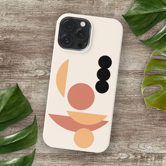 ラストコンテンポラリーレッドサンブラックムーンサークルアート iPhoneケース