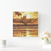 ラストコールゴールデンサンセットサーファー スクエア壁時計 (ホーム)