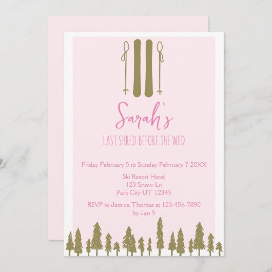 ラストシュレッドウィンタースキーバチェロレッテ 招待状 (正面/裏面)