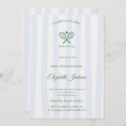 ラストスイングカントリークラブブルーストライプのブライダルシャワー 招待状 (正面/裏面)
