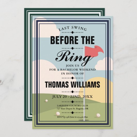 ラストスイングバチェラーゴルフウィークエンドパーティー 招待状 (正面/裏面)
