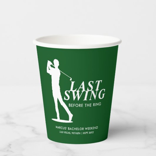 ラストスイングビフォアザリングゴルフバチュラー 紙コップ (正面)