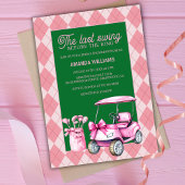 ラストスイングピンク&グリーンアーガイルゴルフブライダルシャワー 招待状