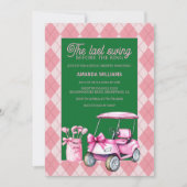 ラストスイングピンク&グリーンアーガイルゴルフブライダルシャワー 招待状 (正面)