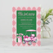 ラストスイングピンク&グリーンアーガイルゴルフブライダルシャワー 招待状 (スタンド正面)