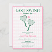 ラストスイング前のリングや輪テニスブライダルシャワー 招待状 (正面)