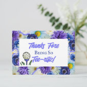 ラストスウィング前の花嫁のお別れ会 ゴルフ 青 花柄 サンキューカード (スタンド正面)