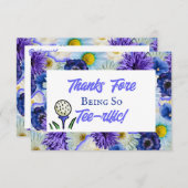 ラストスウィング前の花嫁のお別れ会 ゴルフ 青 花柄 サンキューカード (正面/裏面)