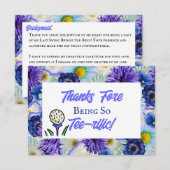 ラストスウィング・バチェロレッテパーティー・ゴルフ・ブルー・フラワーズ サンキューカード (正面/裏面)