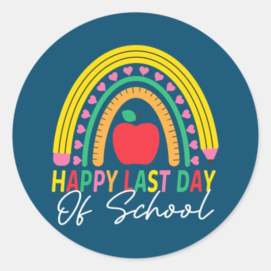 ラストスクールアパレル卒業レインボー先生 ラウンドシール (正面)