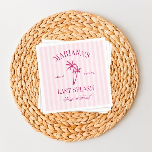 ラストスプラッシュビーチパームズホットピンクバチェロレッテ スタンダードカクテルナプキン